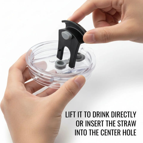 Dope Pickle Lover Travel Tumbler With Secure Spill Proof Lid 20 Oz lid showing lift function and straw hole for easy drinking.