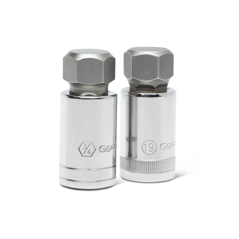 Two hex bit sockets from Hex Bit Socket Master Set 44 Piece For One Quarter Inch Three Eighths Inch And One Half Inch Drives SAE And Metric.
