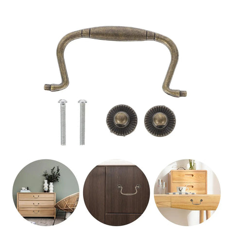 Vintage Zinc Alloy Cabinet Handles 4 Sets Dope Retro Metal Furniture Pulls with screws for drawers and doors