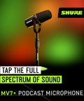 MV7 Plus Podcast Dynamic Mic With Stand, USB-C And XLR Outputs, OBS Certified, focus in vivid background