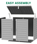 Outdoor Horizontal Trash Can Storage Shed For Large Cans 304 Gallon Resin With Lockable Doors And Lift Lid Waterproof Bin Shelter