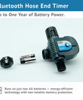 Bluetooth Hose End Timer With Smart Control For Wireless Irrigation Automation and AA batteries on display