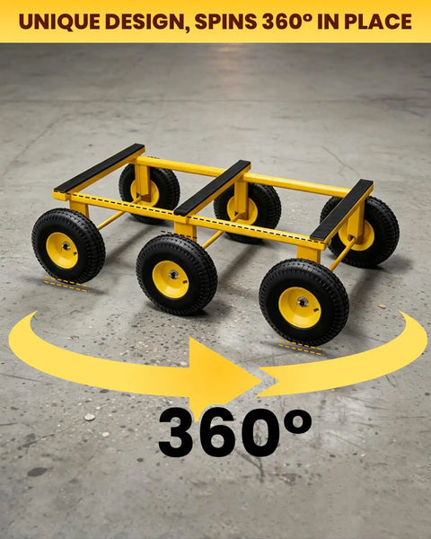 Beast Mode Six Wheel All Terrain Furniture Dolly Moves Heavy Loads up to 1500 Lbs Heavy Duty Moving Cart 35x18 Inches with Rust Proof Welded Frame and Non Marking Pads for Smooth Transport Anywhere Without Breaking a Sweat During Moves, 6-wheel frame
