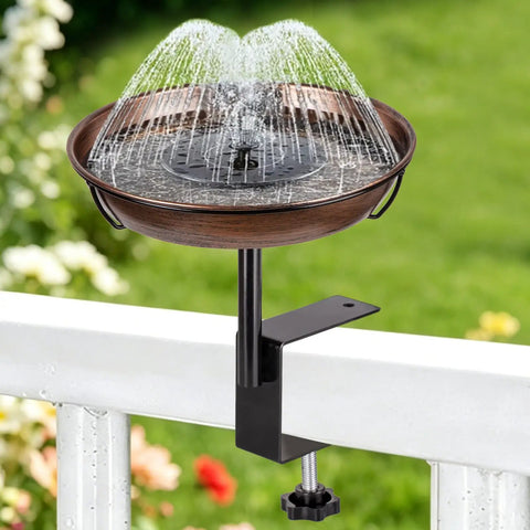 Badass Deck Mounted Metal Bird Bath For Your Backyard Folks With Detachable 12 Inch Birdbath Bowl and no sweat adjustable railing clamp