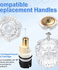 Upgrade Your Sink Game With This Killer Two Pack Clear Acrylic Faucet Handles And Rp25513 Cartridge Stem Repair Kit Featuring Sturdy Brass Valve Stems Built To Last While You Keep Things Fresh And Crisp Without The Mess Or Hassle Of Replacing Everything. clear acrylic faucet handle and brass D-stem cartridge repair kit
