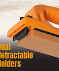 Close-up of the Grab Push Block with Retractable Holder and Offset Handle, showing dual retractable holders for material control.