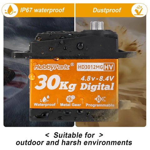 Waterproof 30Kg Torque RC Servo High Torque Steering Servo Motor With Metal Gears in wet and dusty environment