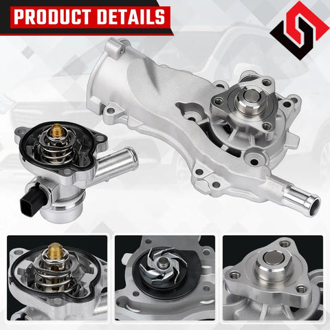 Badass Water Pump Thermostat Housing Kit Coolant Assembly Replacement Fit Buick Encore Chevy Cruze Sonic Trax 14L Turbo showing pump and gaskets.