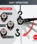 Lever Chain Hoist One And One Half Ton Capacity 3300 Lb Manual Chain Hoist With Ten Ft Lift G80 Galvanized Chain and dial settings