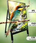 43 Inch Indoor Digital Signage Display Portable Lcd Menu Board Showcasing Next Level Full Hd Clarity And Wide Angle Viewing with a colorful bird image.
