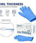 Badass Heavy Duty Nitrile Gloves Box Of Two Hundred Powder Free Latex Free Textured Grip Nine Point Five Inches Long next to box of 200 gloves.