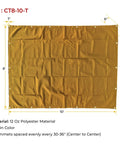 8 By 10 Tan Canvas Tarp, 12oz Heavy Duty Polyester, Water Resistant And Breathable, Double Stitched Seams, flat with dimensions shown