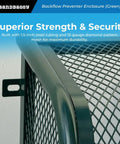 Rock Solid 24x24x12 Wall Mount Backflow Security Cage Heavy Duty Green Steel Enclosure close-up of steel tubing and mesh design.