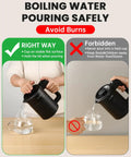 Instructions for using Grab And Go 0.6L Electric Kettle For Travel Ultralight 1.34lb 600W Fast Boil safely, showing correct and incorrect pouring.