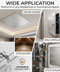 Heavy Duty Locking Aluminum Access Panel For Drywall Ceilings And Interior Walls featuring attic, ceiling, and wall access.