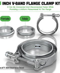 3 Inch V Band Exhaust Clamp Kit With Male And Female Piping, Beefy SS304 Stainless Steel Build for Exhaust Systems