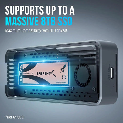 Blazing Fast USB4 To Portable External NVMe SSD Enclosure with 8TB SSD support and aluminum shell, tool-free design.