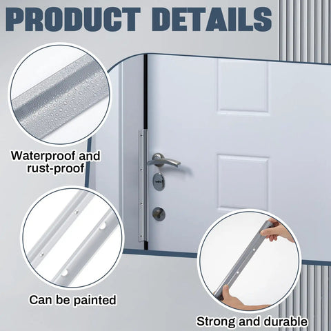 Heavy Duty 2 Pack Steel Door Latch Guard Plates 12 Inch Gray Painted showing waterproof and rust-proof features on entry door.