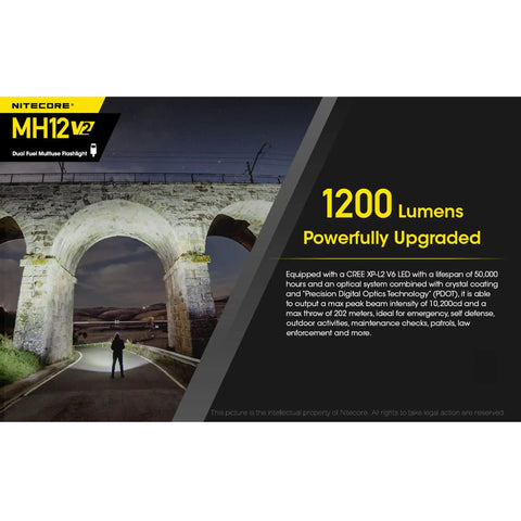 MH12 V2 1200 Lumen USB C Rechargeable Tactical Flashlight With LumenTac Organizer, Ultra Bright Handheld EDC Light For Outdoor Adventures, Long Runtime, Fast USB C Charging, Waterproof Durable Aluminum Body, Compact Yet Powerful