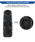 Back view of Master Power Window Switch Driver Side Replacement for Porsche with 15-pin connector, 2015-2018 Macan, 2011-2016 Panamera, Cayenne 2011-2018.