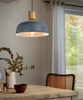 Hammered Metal Shade Pendant Lights Two Pack For Kitchen Island Modern Ceiling Hanging Fixtures With Faux Wood Iron Top Adjustable Height Industrial Style Dining Room Lamp over rustic table.