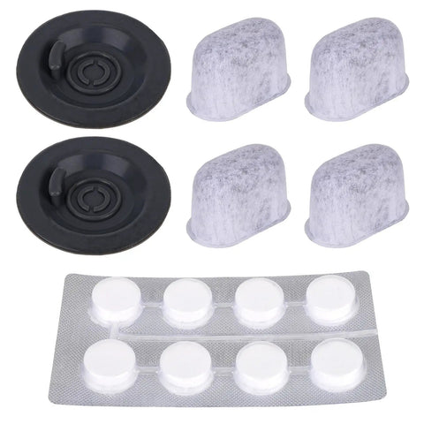 Pro Grade Espresso Maintenance Kit For Luxe Coffee Machines With 2 Backflush Discs 4 Activated Carbon Water Filters And 8 Espresso Care Tablets