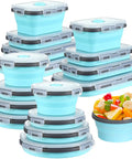 16 Pack Collapsible Food Storage Containers With Lids Foldable 8 Rectangular Bowls And 8 Round Silicone Bowls For Lunch