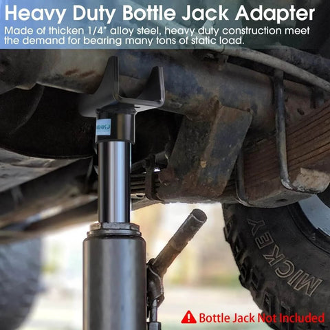 Axle Saddle Lifting Adapter fits 2 inch 3 inch and 4 inch round and 2 inch square axle tubes with 1.5 inch lifting platform shown in use