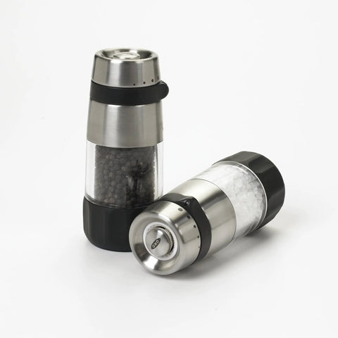 Stainless Steel Salt And Pepper Grinder Set For Kitchen And Table Easy Refill Top Grinding Mechanism For Clean Counters Adjustable Coarseness