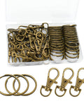 60 Pack Bronze Swivel Clasps Featuring Lanyard Snap Hooks With Key Rings Plus Lobster Claw Clips For Jewelry Making And Diy Crafts Hella Durable Zinc Alloy Construction Smooth 360 Spin Action Badass Quality That Lasts in clear storage box.