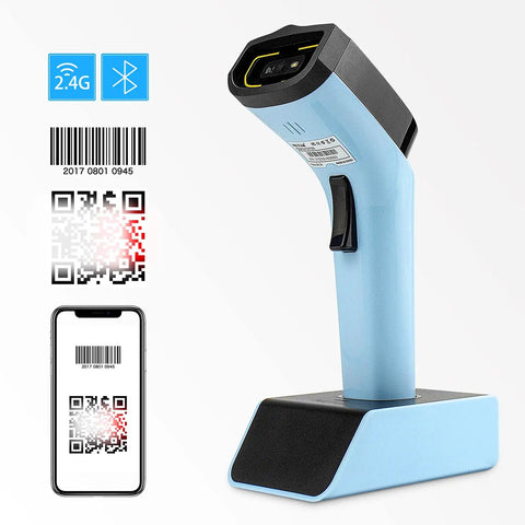 Wireless Bluetooth 2D Barcode Scanner With Hands Free Operation, Charging Cradle, Built In Memory, DS7500 2D Blue