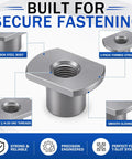 50 Pcs Sliding Tee Nuts For T Slot With Quarter Inch 20 Threads Carbon Steel T Track Nuts For Aluminum Profiles display