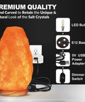 Himalayan Salt Lamp USB Powered With Touch Dimmer Natural Pink Crystal 5 To 7 Lbs Neem Wood Base LED Bulb ETL Certified