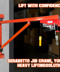 Heavy Duty Wall Mount Jib Crane Hoist Bracket With 660 Pound Load Capacity Support For Electric Scaffolding Lift mounted on wall.
