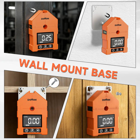 Pro Grade Three In One Digital Angle Finder With Laser And Digital Level Gauge For Woodworking And DIY Projects, Precise Angles, Clear Laser Line Projection, Compact And Easy To Use, A Must Have Handy Tool mounted on wall base