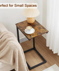 C Shaped End Table That Slides Under Couch For Small Spaces TV Tray Snack Table And Laptop Desk Brown Living Room Side Table