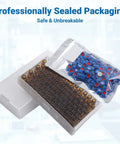 Pro Move 2ML Amber Glass Autosampler Vials With 9-425 Screw Top Caps And PTFE Silicone Septa For HPLC And GC Chromatography Labs 1000 Pack in sealed packaging.