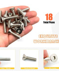 Hand holding 18 Piece 1/4-20 Countersunk Head Socket Cap Screws Set With Allen Keys in 304 Stainless Steel Four Lengths