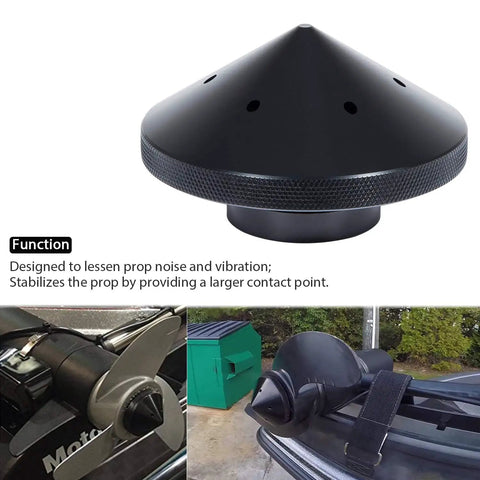 Prop Nut For Trolling Motors That Cuts Prop Noise And Vibration, Stabilizes With A Bigger Contact Point, Black Finish