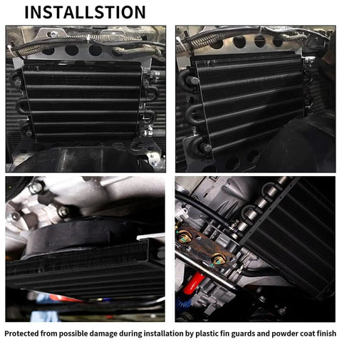 Installation of Universal 2 Pass Tube And Fin Transmission Cooler Kit 5/16 Inch Aluminum Black Power Steering Cooler For Auto Transmissions