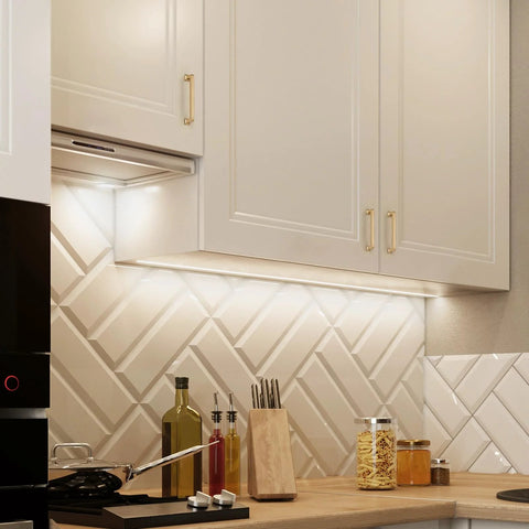 10 Pack 5 Inch Champagne Bronze Cabinet Handles Center To Center 5 Inch Solid Zinc Alloy Pulls installed on white kitchen cabinets