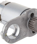 Top Shelf Heavy Duty Dc Motor Replacement Game Changer Upgrade Your Power Tools With This Smooth Running Pro Grade Oem 6299328 Engine Built Tough Right Here In Usa close-up of the 6299328 dc motor with metal casing and gear.
