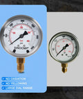 SINOCMP Hydraulic Pressure Test Kit Featuring Three Gauges And Six Couplings With Long Hoses For Excavator Equipment and Heavy Duty Construction Machinery Diagnostic Tools In Portable Case, showing a large dial gauge with a brass fitting.