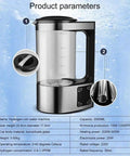 Hydrogen Water Maker For Home Use 2L Countertop Generator With SPE PEM Electrolysis, shown with borosilicate glass and controls.