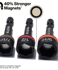 2 Inch Magnetic Power Nut Setters 6 Piece SAE Sizes For Impact Drivers Color Coded Compact Set displayed with 40% stronger magnets