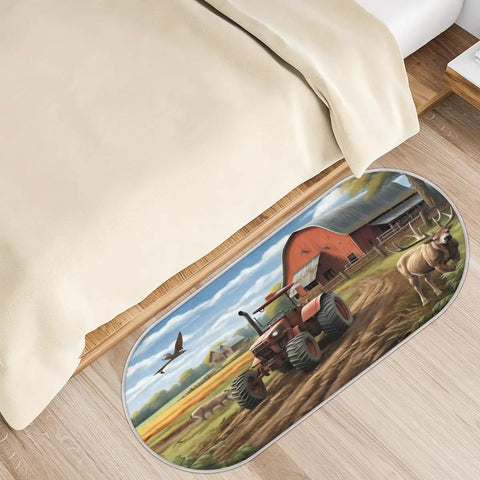 Non Slip Bathroom Rug Mat Ultra Plush Oval 47 By 20 Inches Memory Foam Core Microfiber Absorbent Floor Mat with farm design