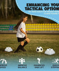Girl playing soccer with Hexa Agility Cones Set For Dogs And Kids, 20 Color Coded Training Cones With 5 Cm Height And 7 Cm Hurdle