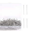 Heavy Duty Stainless Steel Straight Pins 1000 Pack Flat Head Dressmaker Tools For Quilting Fabric Work in clear storage box.