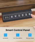 Agilestic L-Shape Standing Desk 63 Inch Electric Height Adjustable Sit Stand Corner Computer Table With Splice Board Dark Walnut Smart control panel with LED screen and buttons.