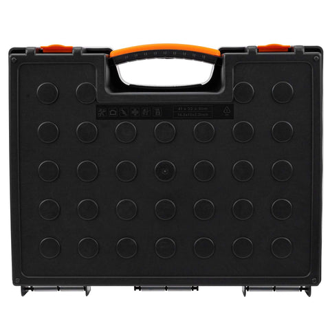 Front view of 19 Removable Compartments Small Parts Organizer Box With Customizable Storage Grab-And-Go Portable Hardware Case